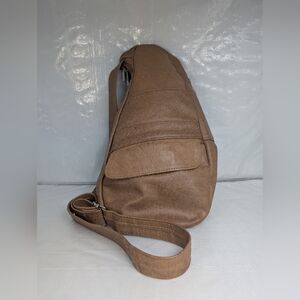 Genuine brown leather sling bag made in Mexico